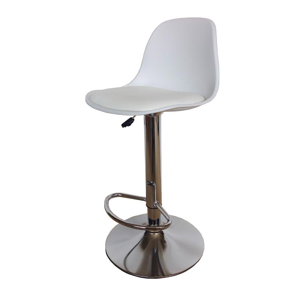 Kit de Dos Sillas Bar Napoles, Blanco, Base Metal Cromado