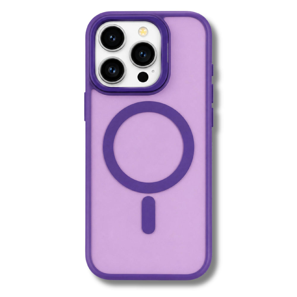 Forro Semi Transparente Para Celular Funda MagSafe Con Textura Suave Iphone 13 Pro Max Morado