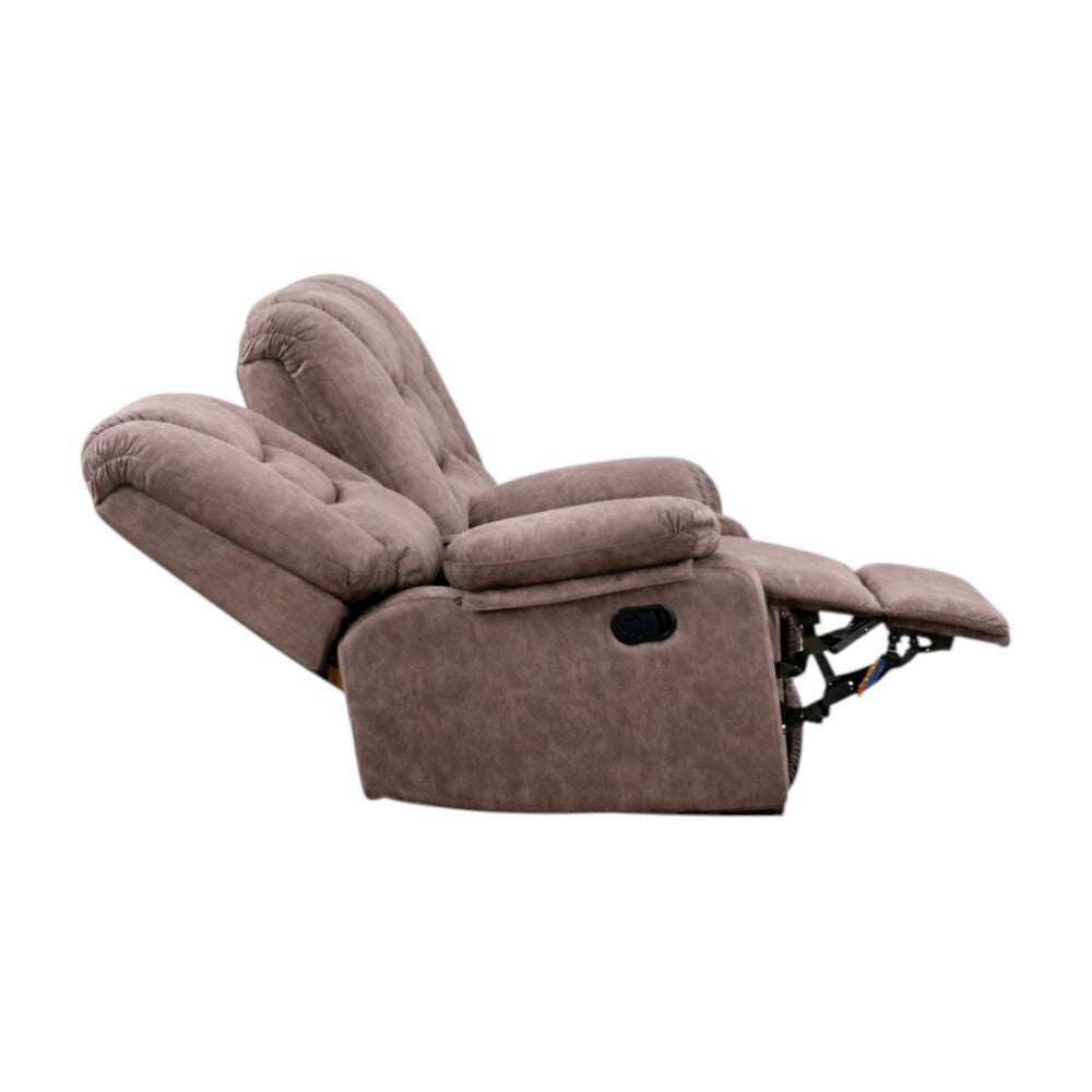 Sofa Reclinable 3 Puestos Beige Kakerin Microfibra