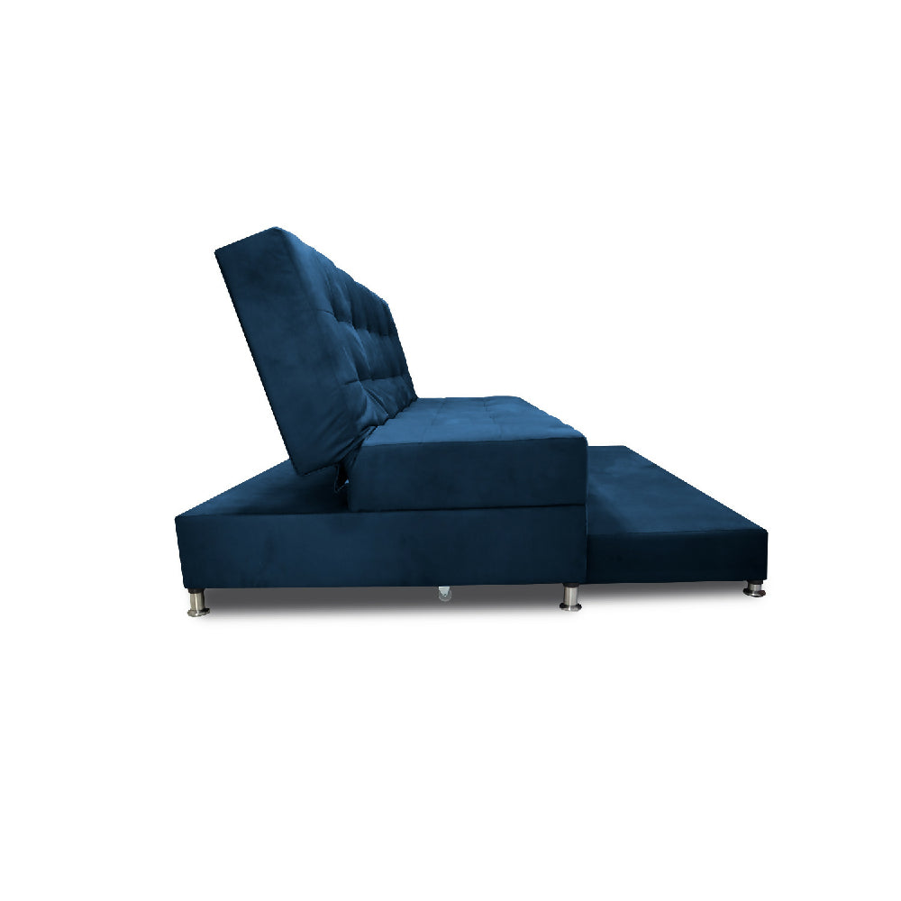 Sofá Cama Tarima Haller Tela Velvet 190X95X80 Azul Petroleo
