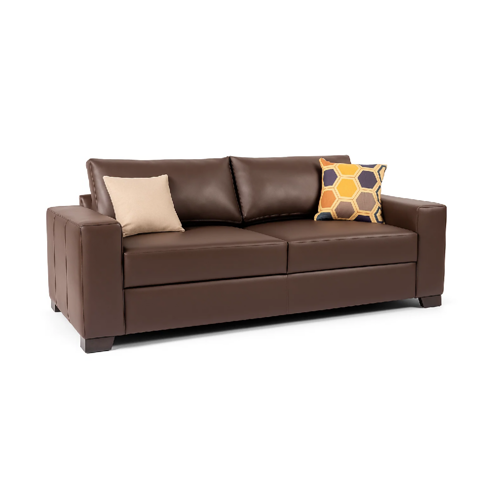 Sofá Prestige 3 Puestos Marrón Cuero Sintético 200x90x80