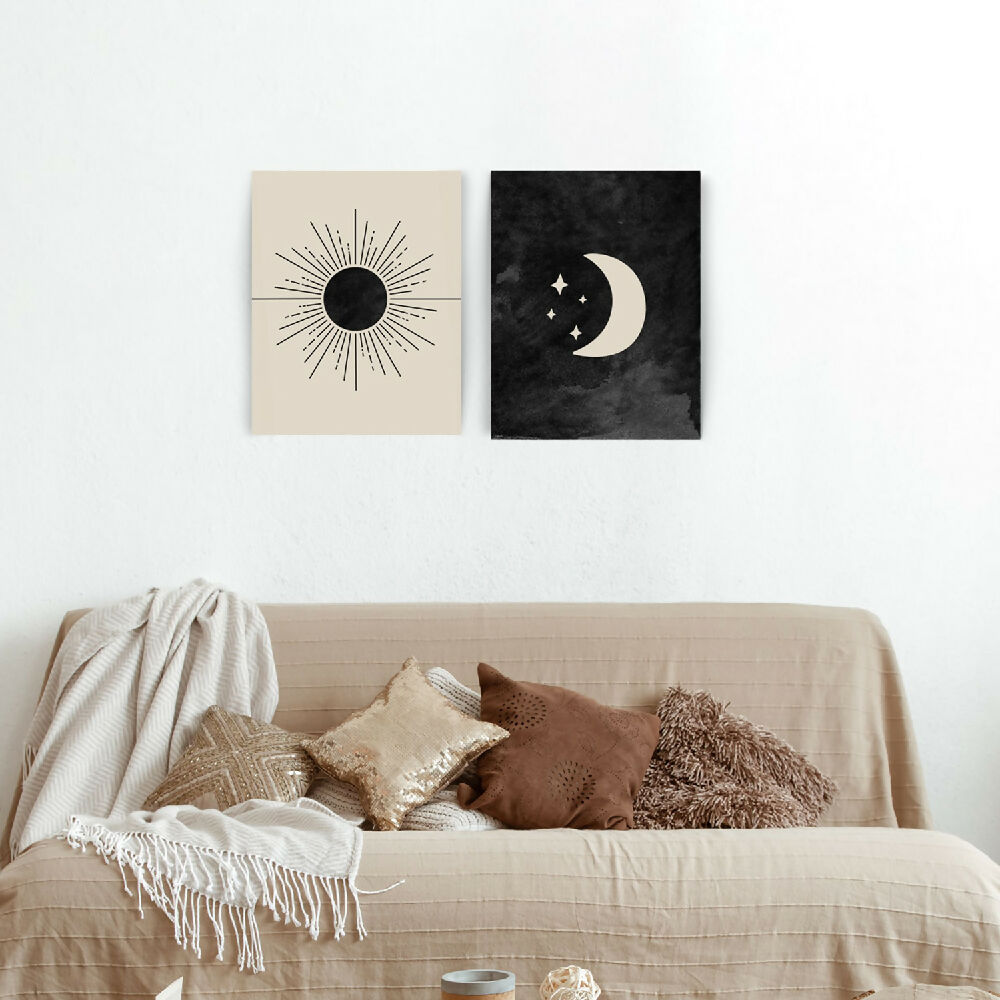 Cuadros decorativos sol y luna 30x40