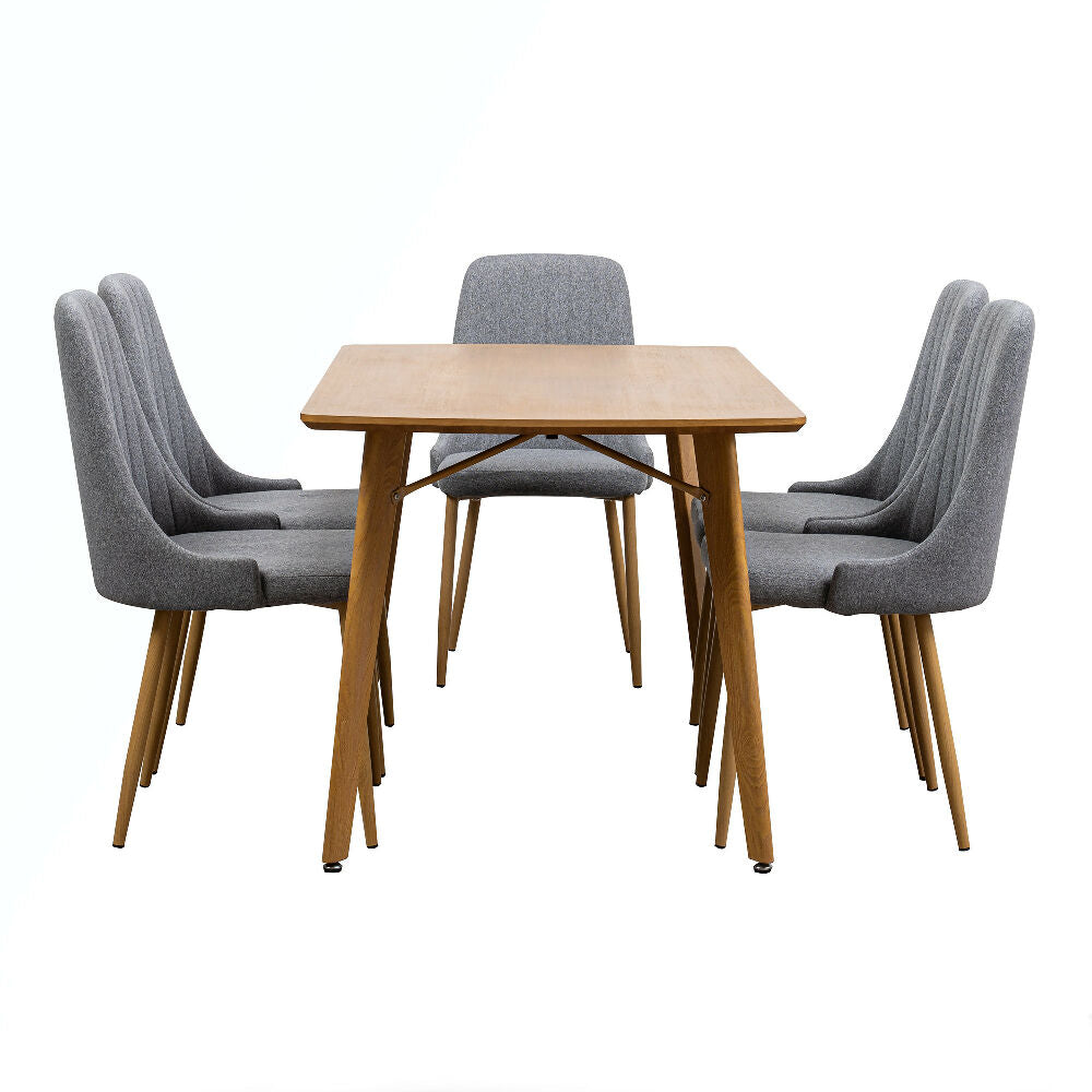 Juego de comedor 6 Puestos Acero Mostaza Gris Weibe