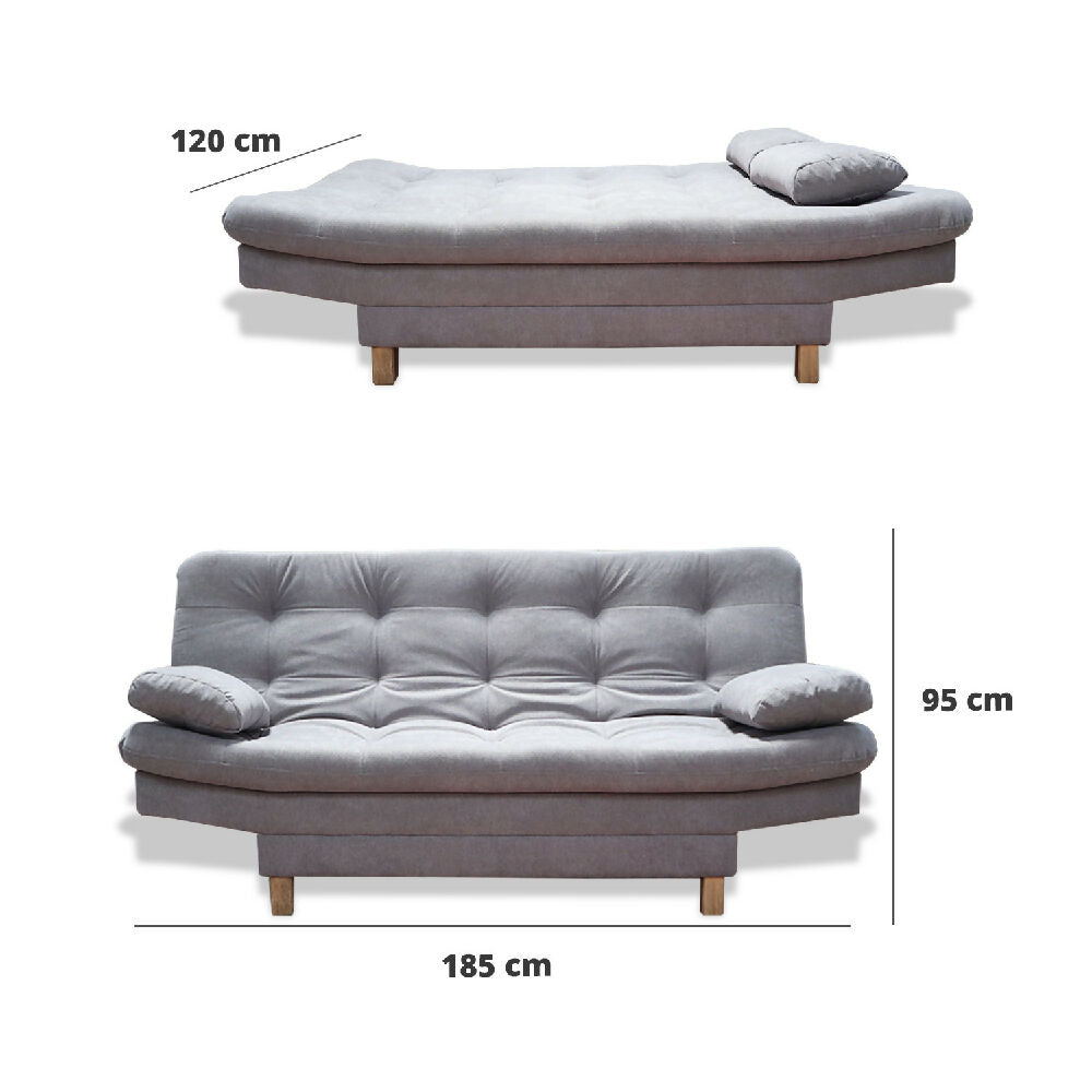 Sofacama Bakers 3 Posiciones Gris + 2 Cojines Decorativos