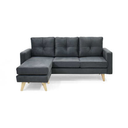 Sofa en L Beira Tela Poliéster Gris