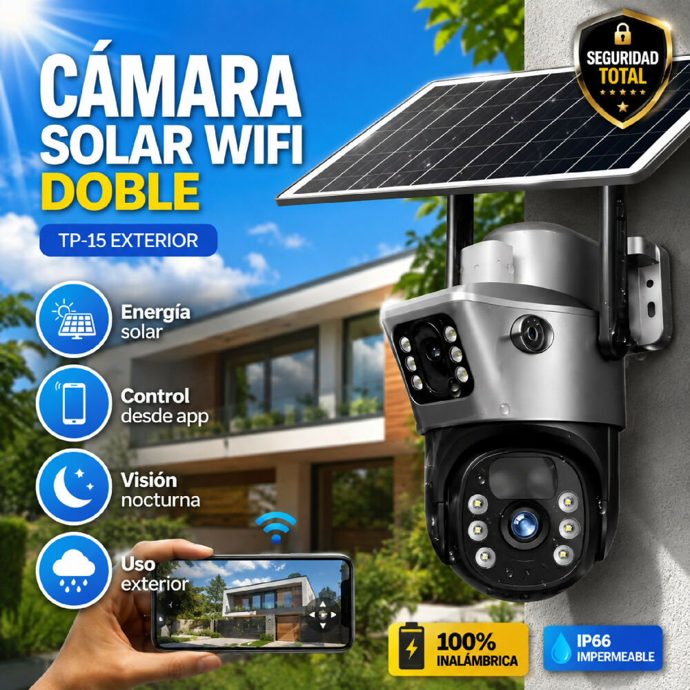 Cámara De Seguridad Solar TP-15 WiFi Exterior Visión Nocturna Full HD