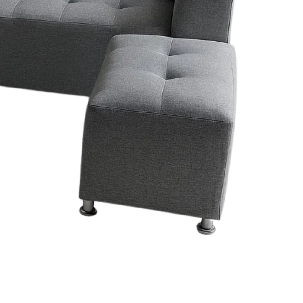 Sofá en L Modular Leo Tela Antifluidos Gris 3 Puestos 235x75x83