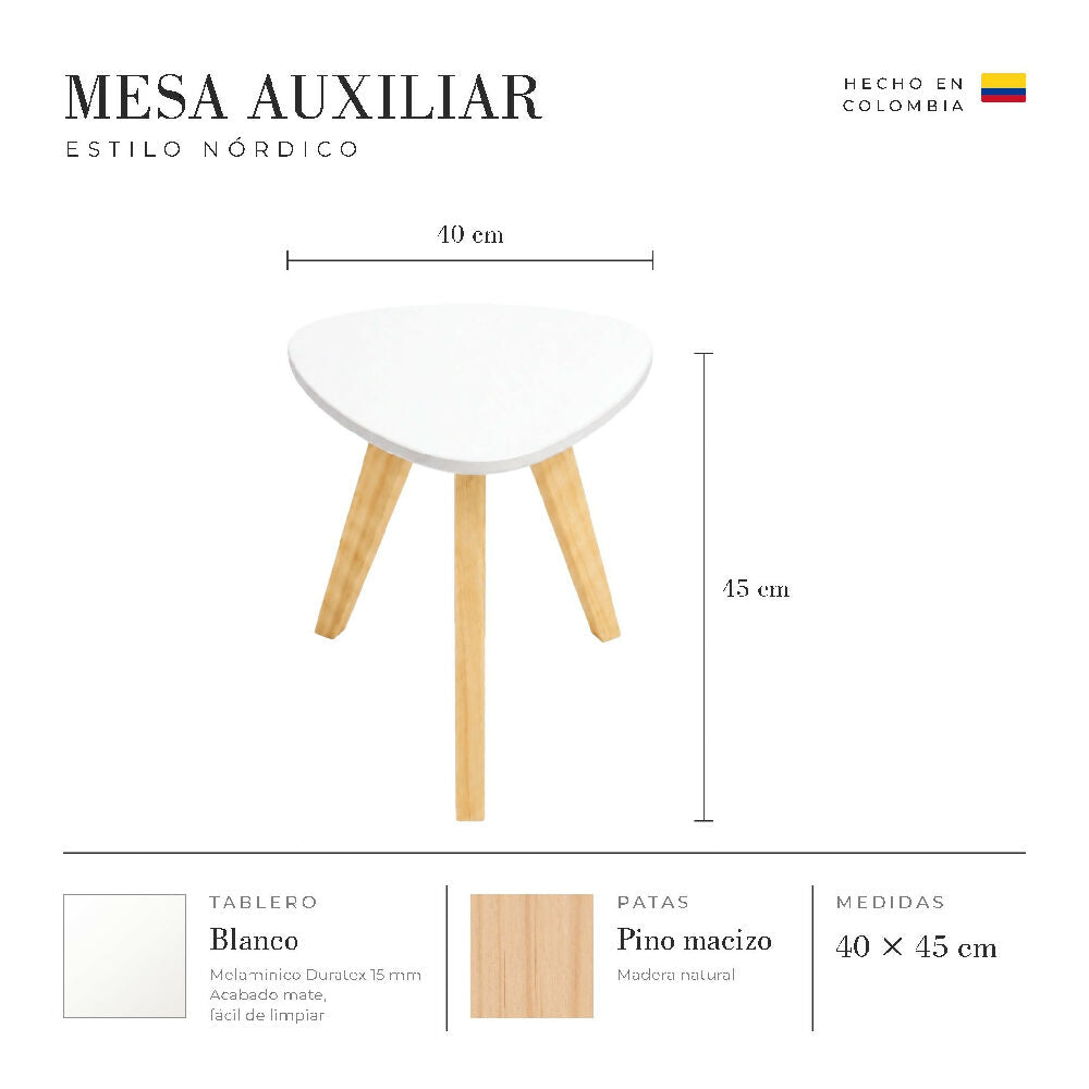 Mesa Auxiliar Nórdica Triangular Mediana