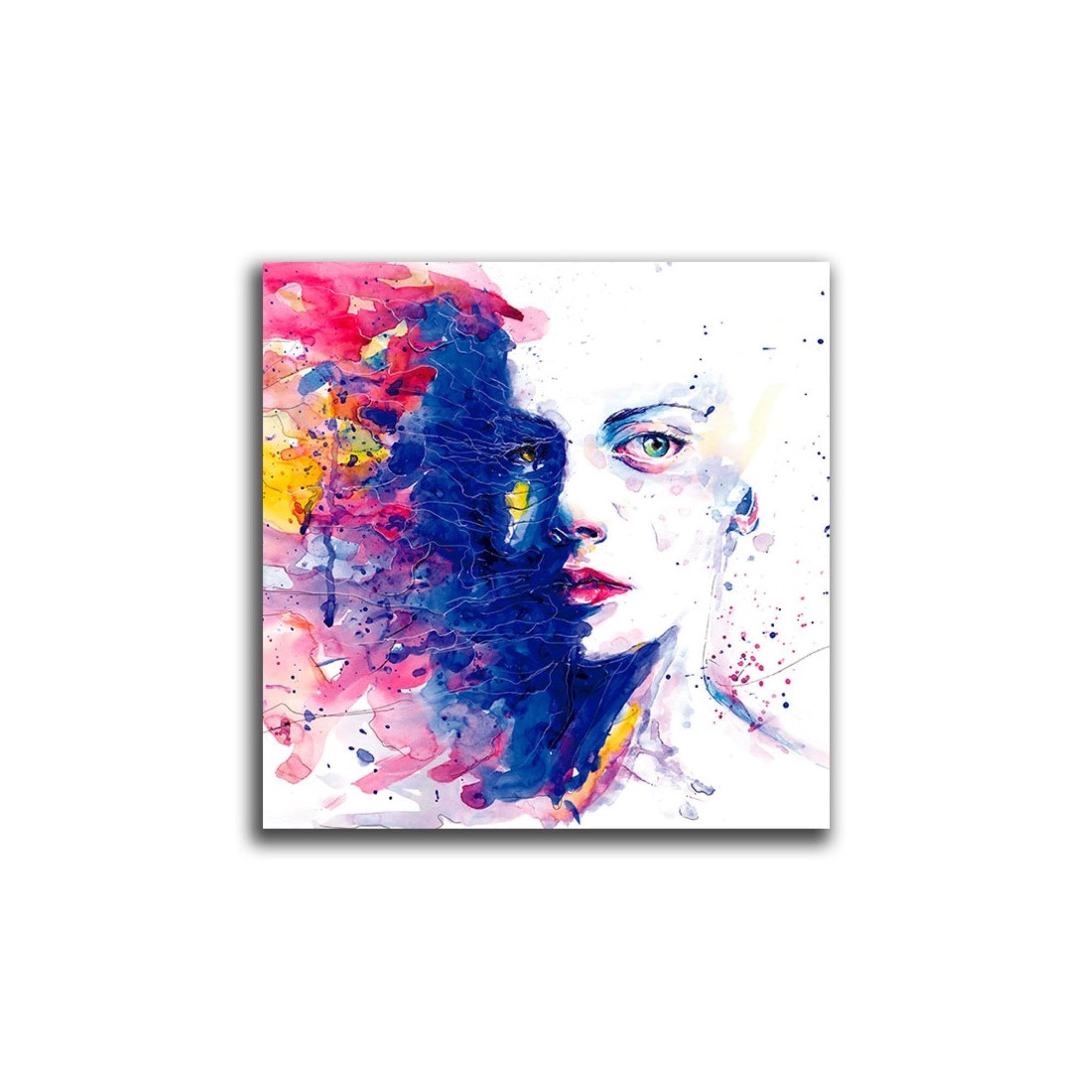 Cuadro Decorativo Rostro Acuarela L 60X60 cm - Impresion en Tela