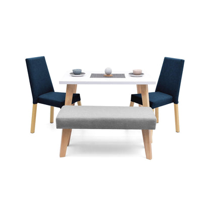 Comedor 4P Lugo Matiz Sillas Viena y Butaco Plata Azul