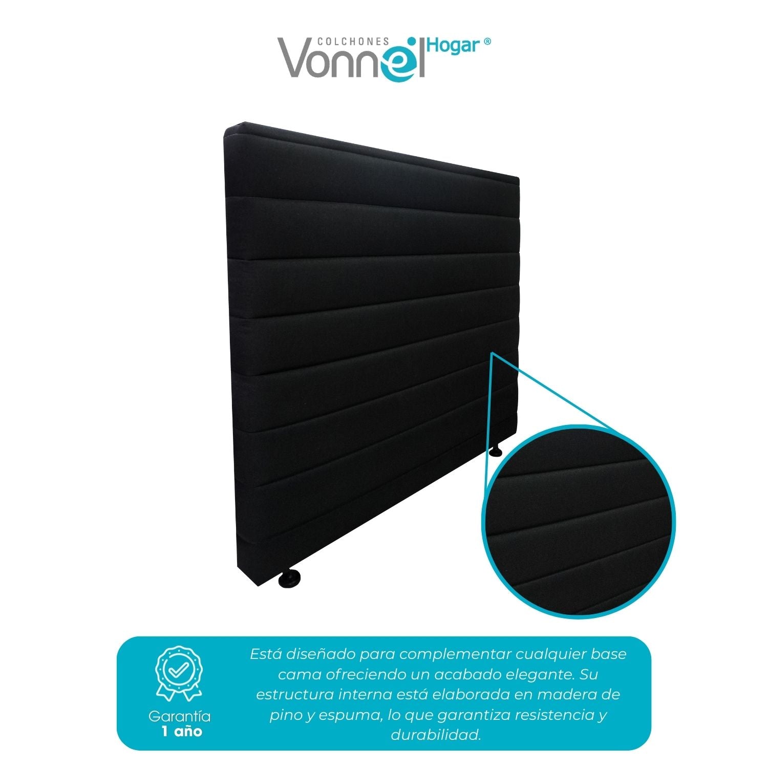 Espaldar Frontera 200x130, Negro