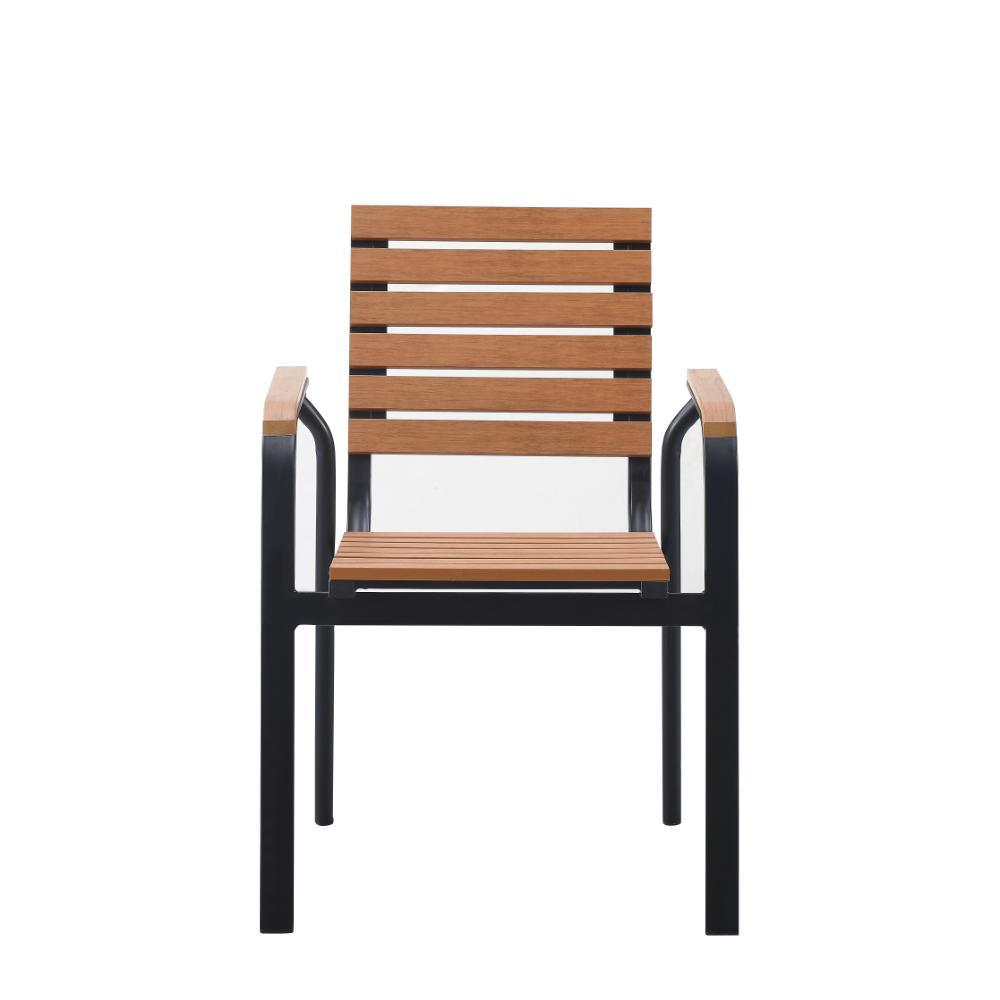 Sillas Comedor Exterior Rapel, Negro y Roble, con Cómodo Espaldar x4