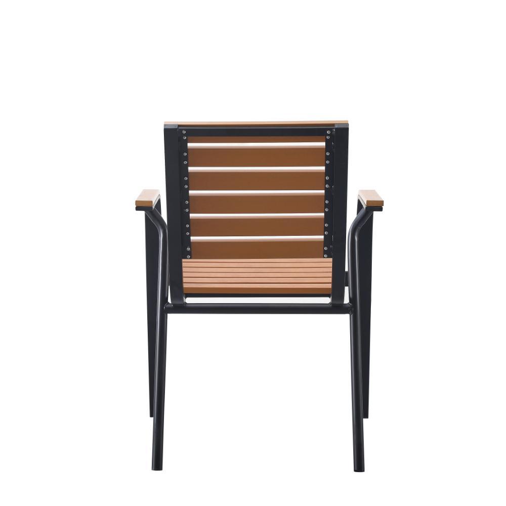 Sillas Comedor Exterior Rapel, Negro y Roble, con Cómodo Espaldar x4