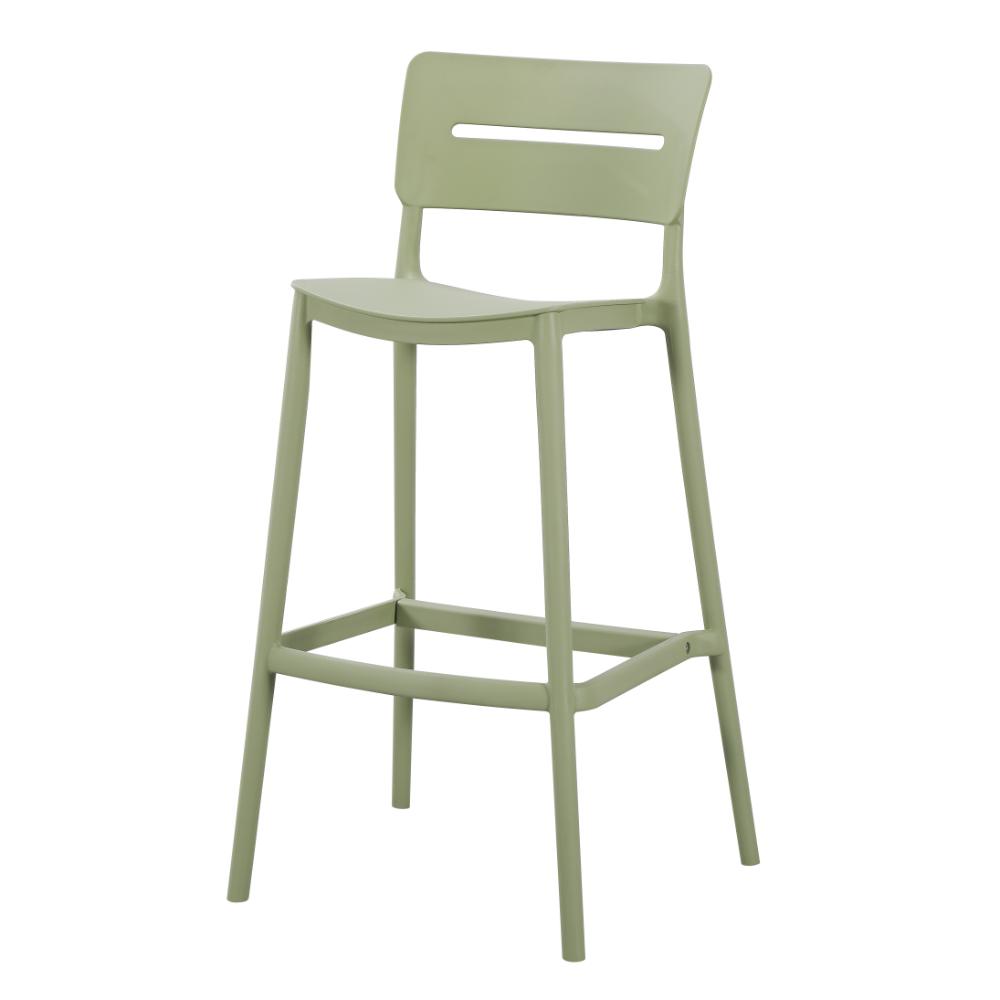 Silla para Bar Manila, Verde, Con espaldar rectangular y diseño moderno X2