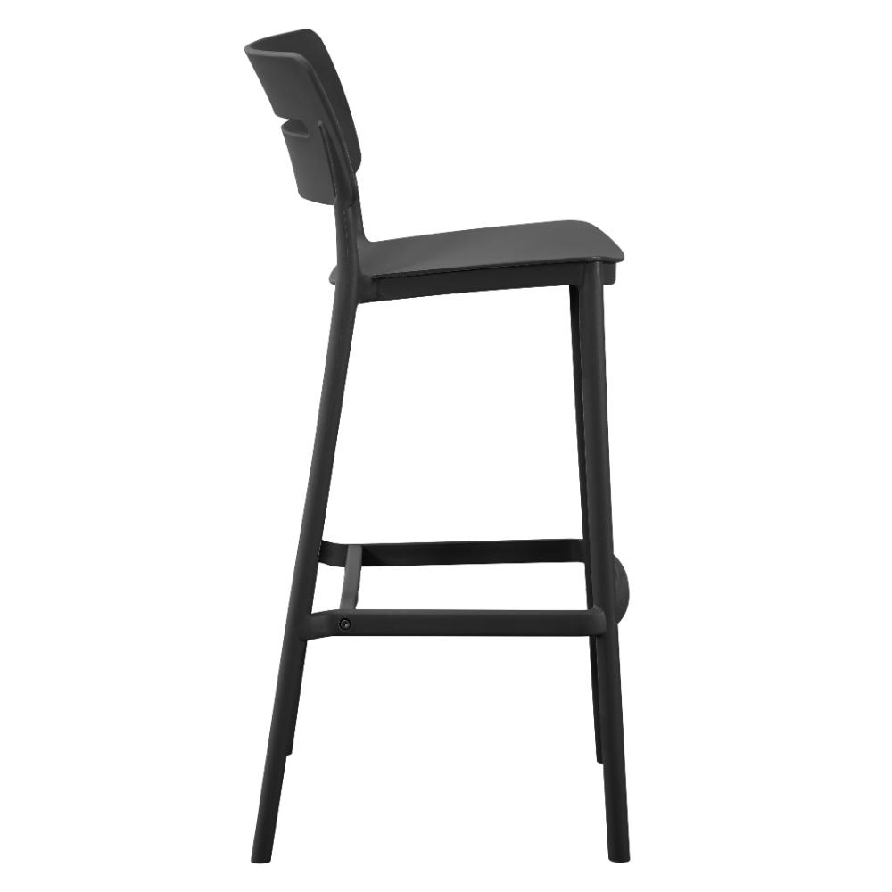 Silla para Bar Manila, Negro, con Espaldar Rectangular y Diseño Moderno