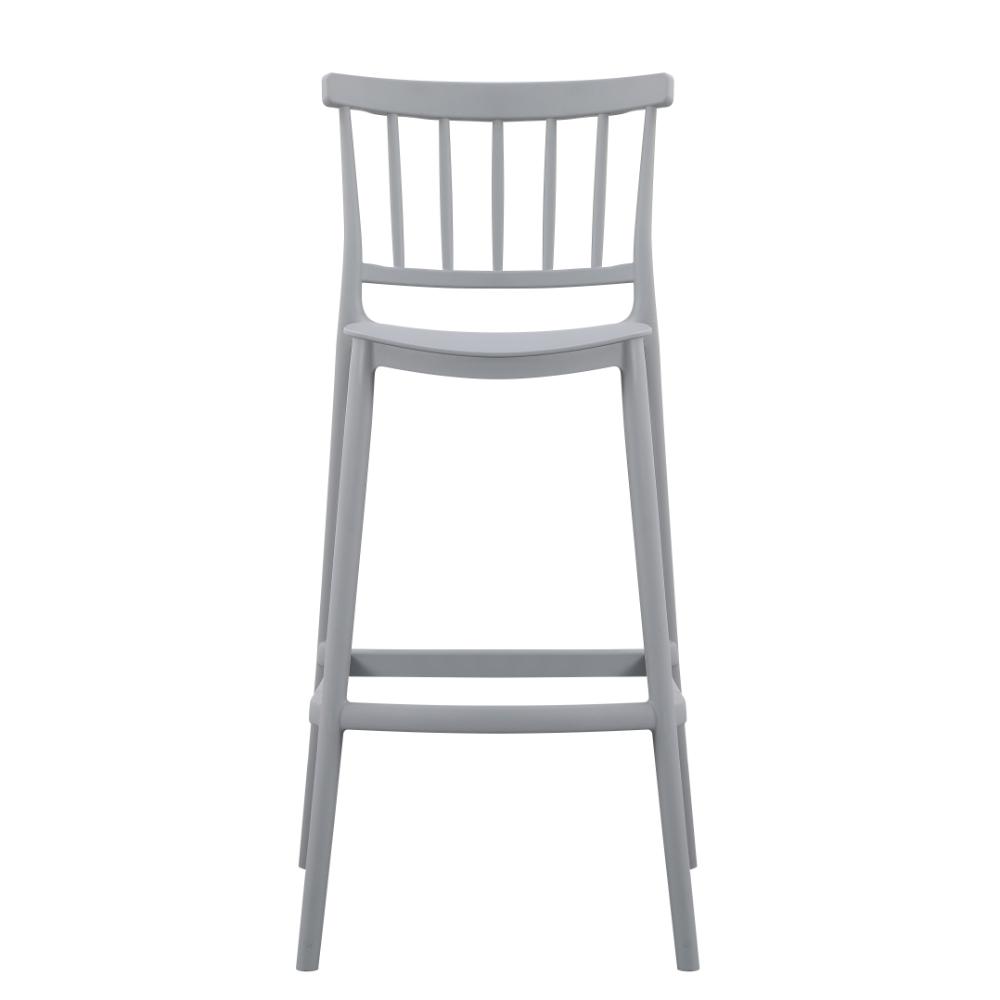 Silla para Bar Oxford, Gris, Con espaldar en barras y diseño minimalista X4