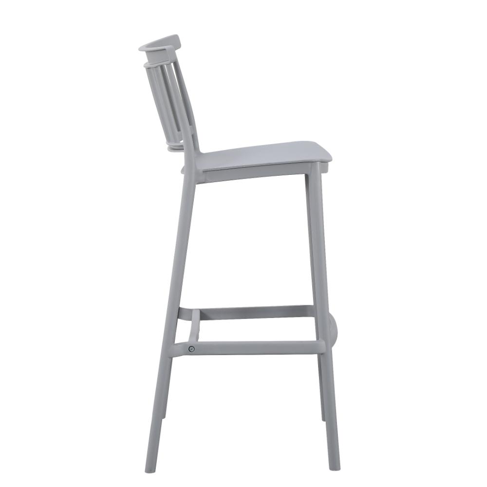 Silla para Bar Oxford, Gris, Con espaldar en barras y diseño minimalista X4