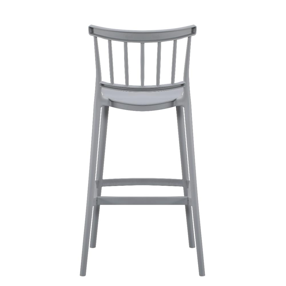 Silla para Bar Oxford, Gris, Con espaldar en barras y diseño minimalista X4