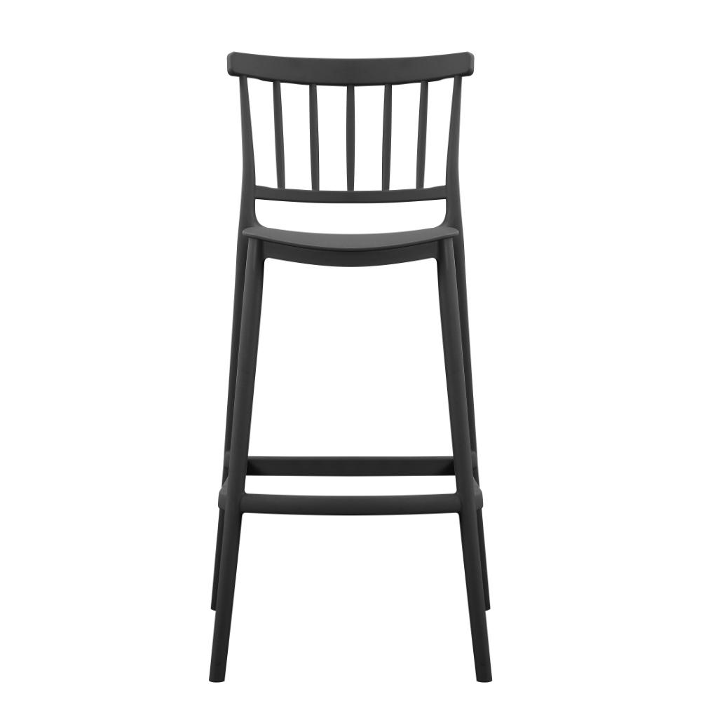 Silla para Bar Oxford, Negro, Con espaldar en barras y diseño minimalista X2
