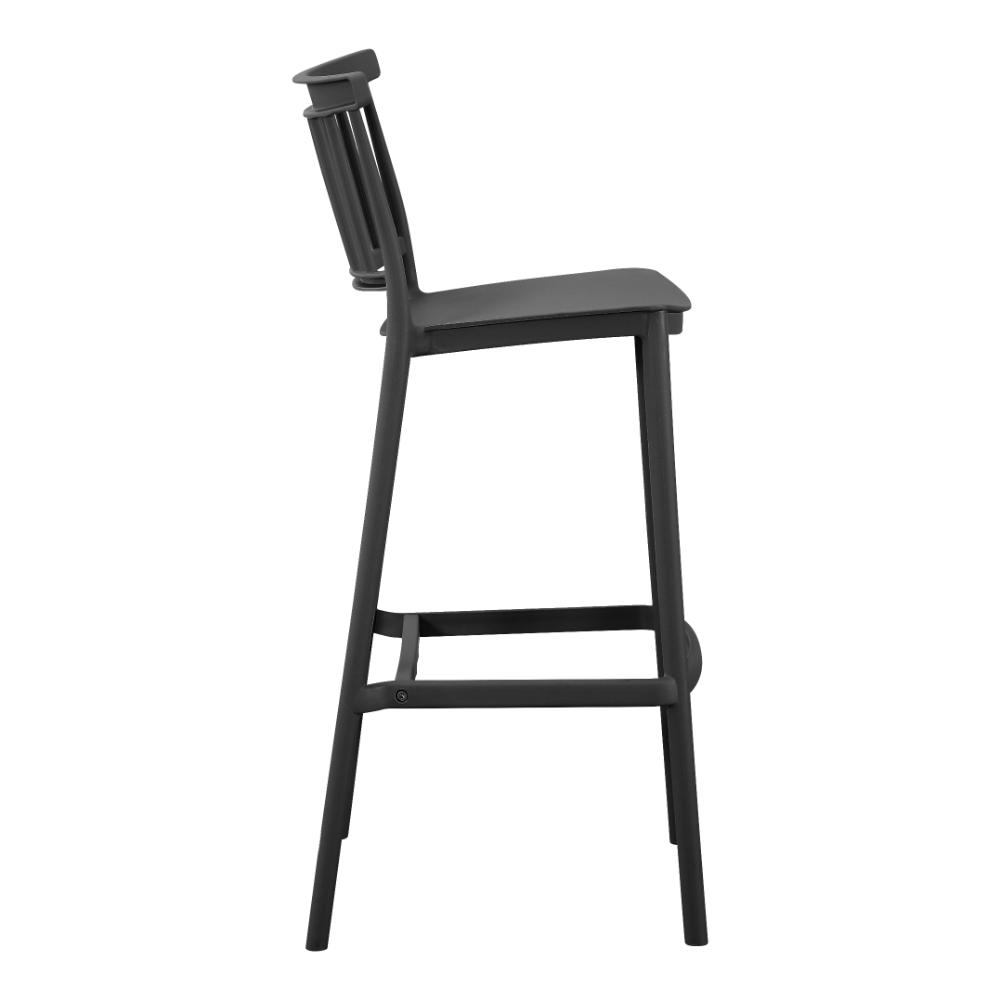 Silla para Bar Oxford, Negro, Con espaldar en barras y diseño minimalista X2
