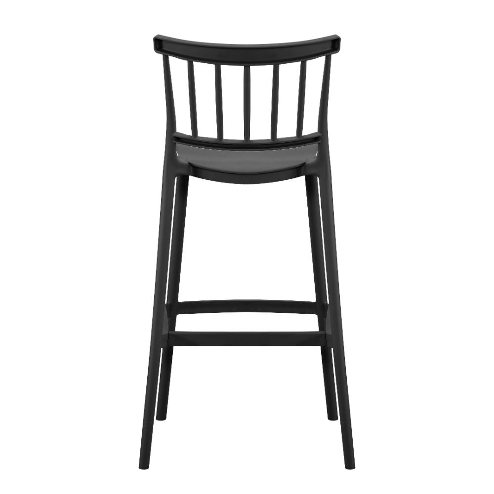 Silla para Bar Oxford, Negro, Con espaldar en barras y diseño minimalista X2