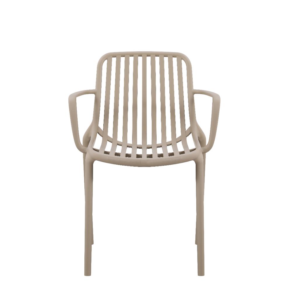 Silla Parma, Taupe, Con espaldar en rayas y diseño minimalista