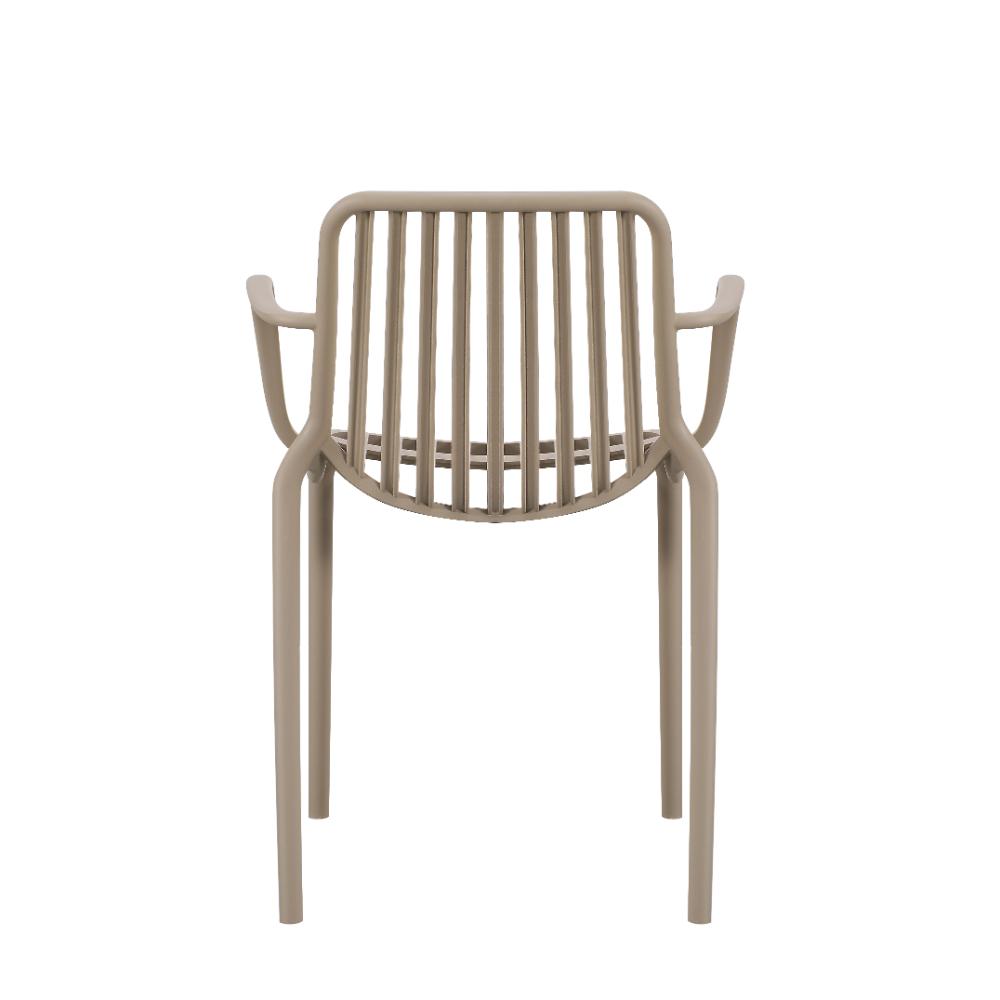 Silla Parma, Taupe, Con espaldar en rayas y diseño minimalista