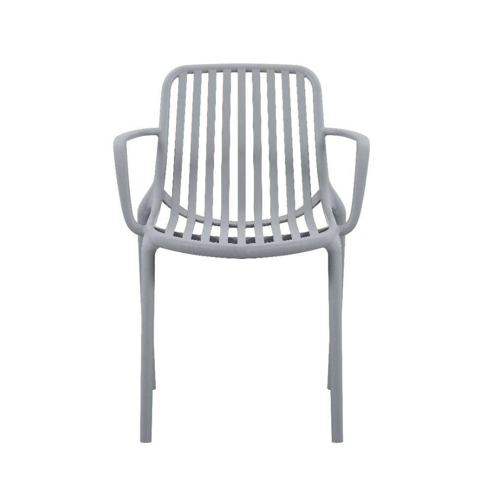 Silla Parma, Gris, Con espaldar en rayas y diseño minimalista X2
