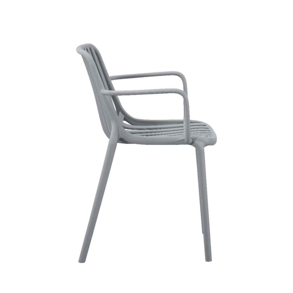 Silla Parma, Gris, Con espaldar en rayas y diseño minimalista X2