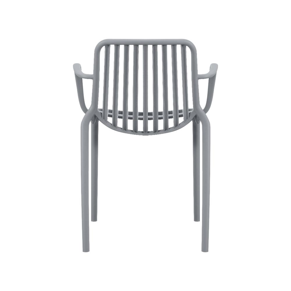 Silla Parma, Gris, Con espaldar en rayas y diseño minimalista X2