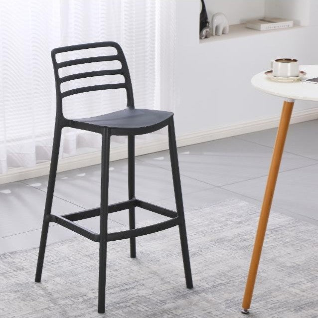 Set de 4 Sillas para Bar Palawan, Negro, con Espaldar Abierto y Diseño Minimalista