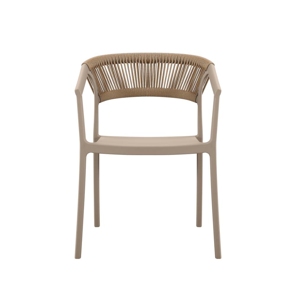 Silla Bali, Taupe, Con espaldar en cuerdas y diseño Moderno