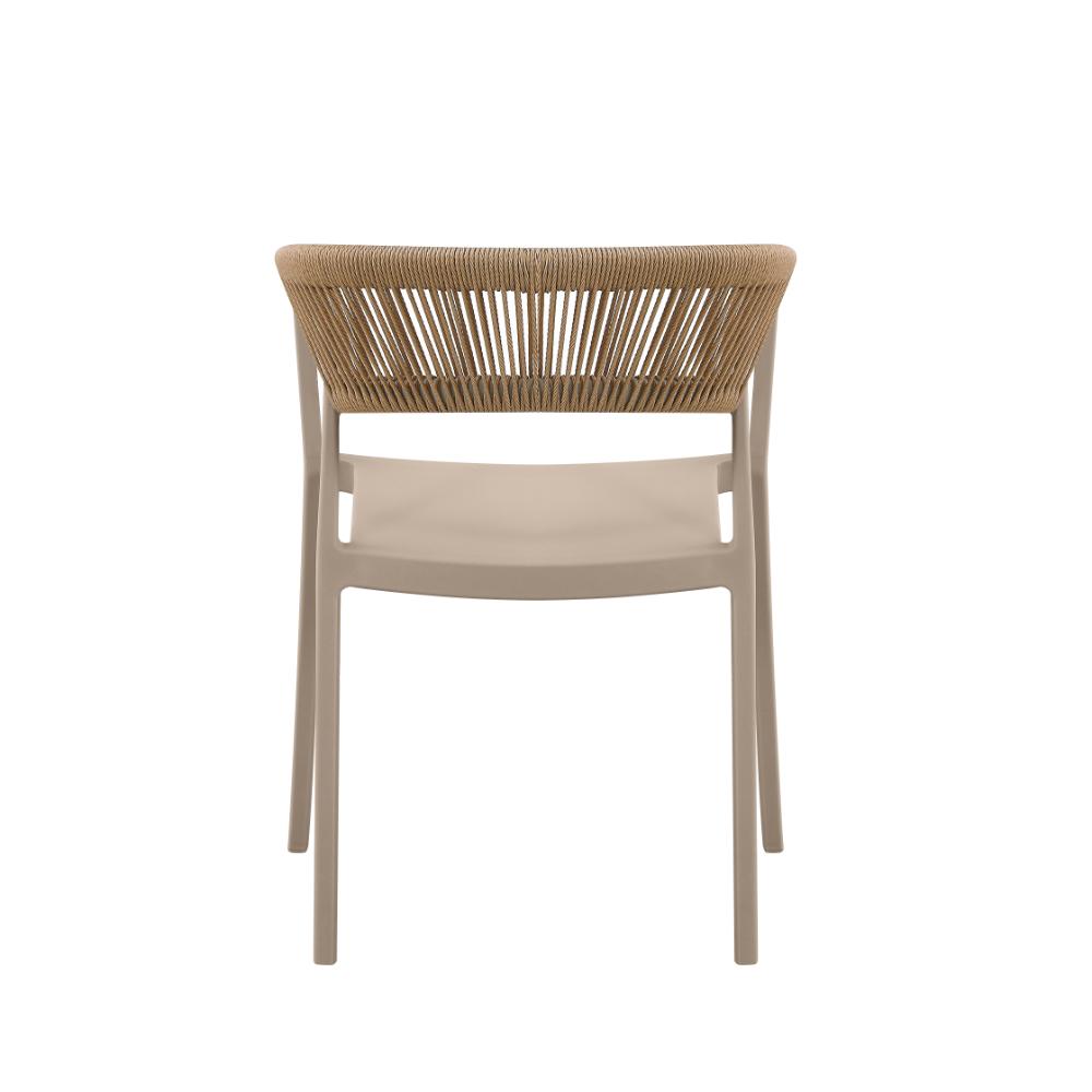 Silla Bali, Taupe, Con espaldar en cuerdas y diseño Moderno