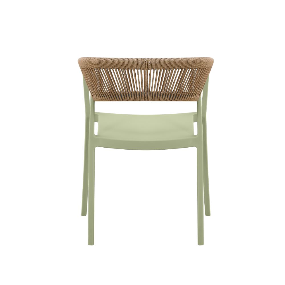 Set de 2 Sillas Balí, Verde, con Espaldar en Cuerdas y Diseño Moderno