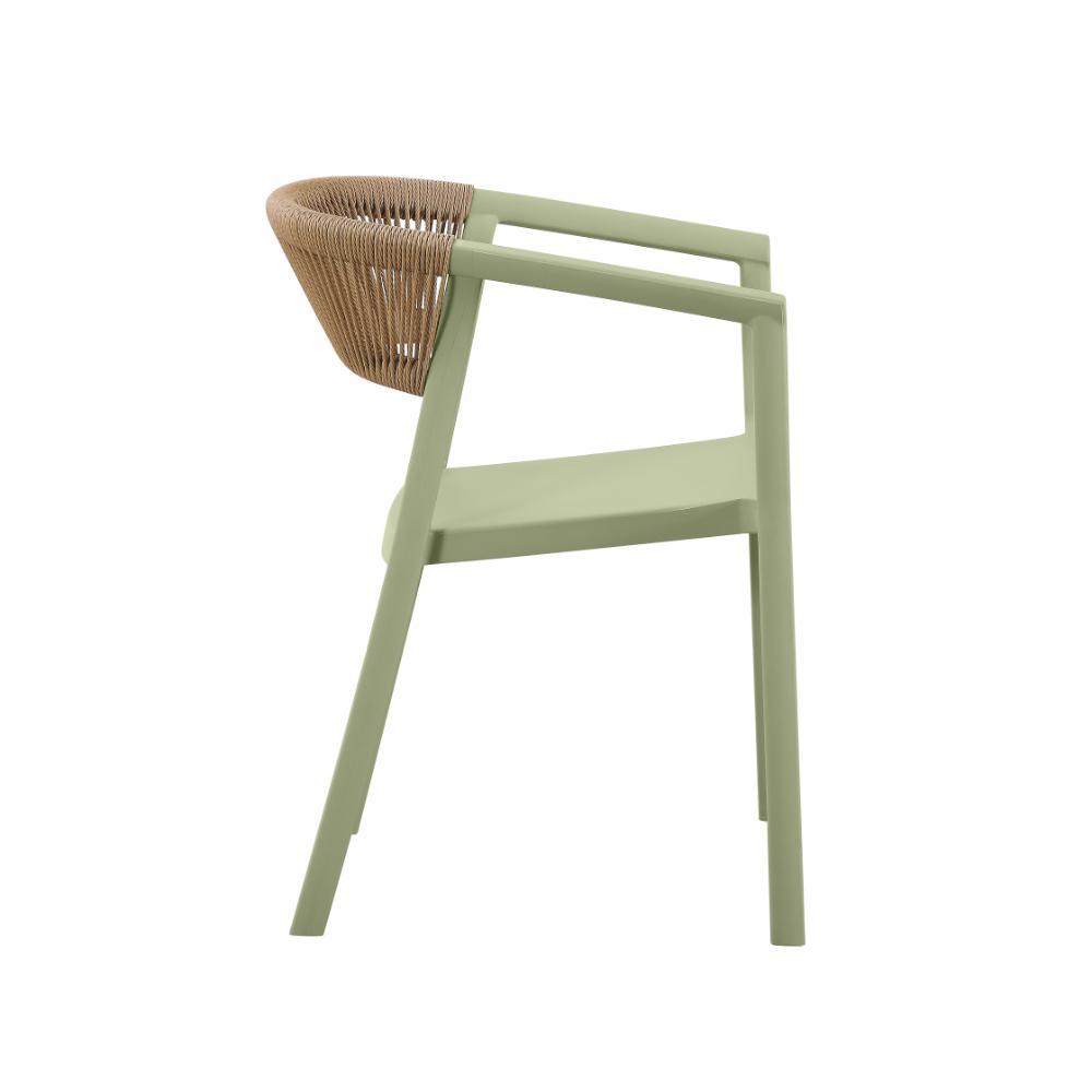 Set de 2 Sillas Balí, Verde, con Espaldar en Cuerdas y Diseño Moderno