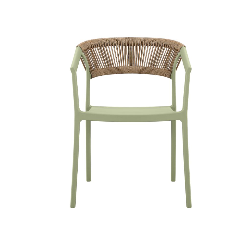 Set de 2 Sillas Balí, Verde, con Espaldar en Cuerdas y Diseño Moderno