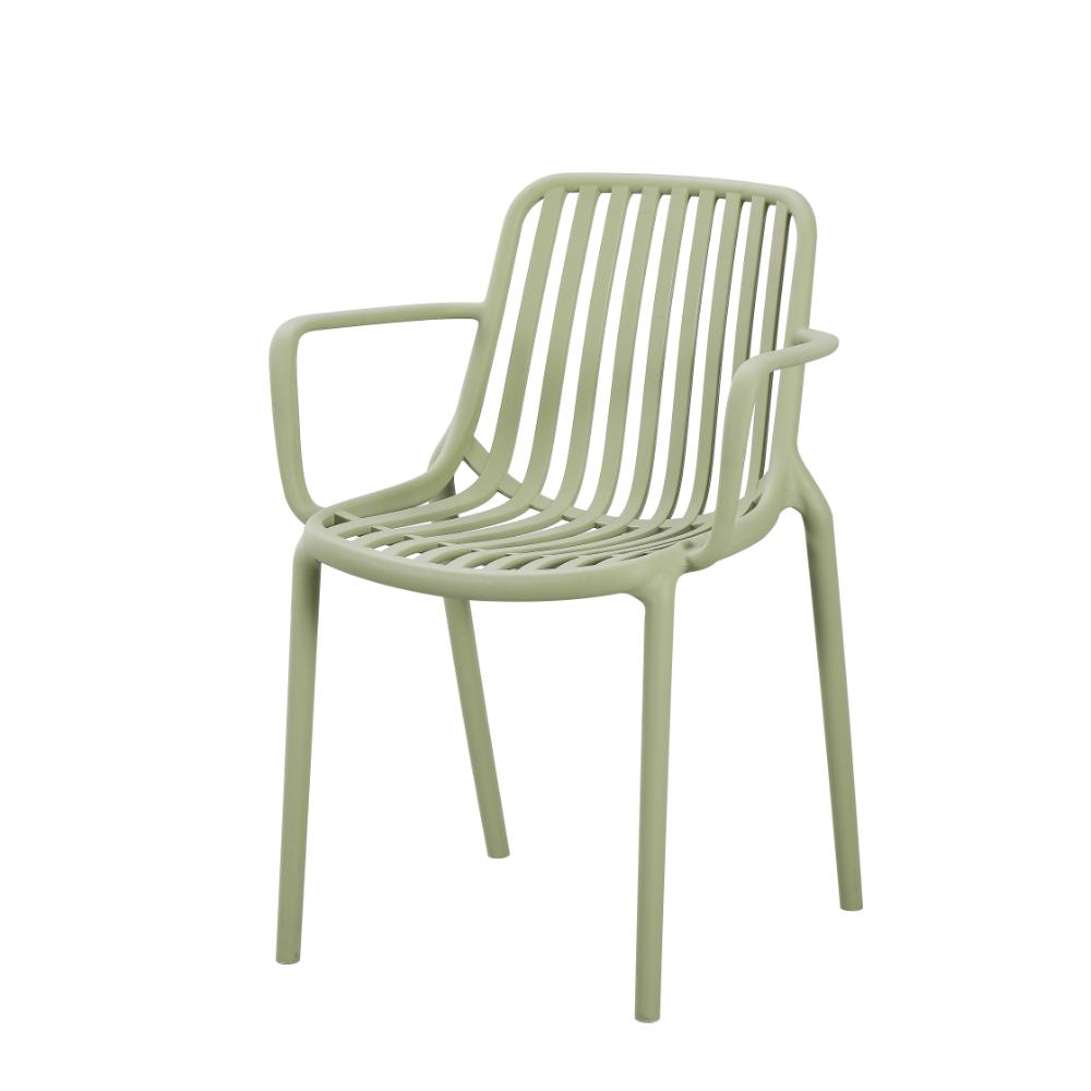 Silla Parma, Verde, Con espaldar en rayas y diseño minimalista X2