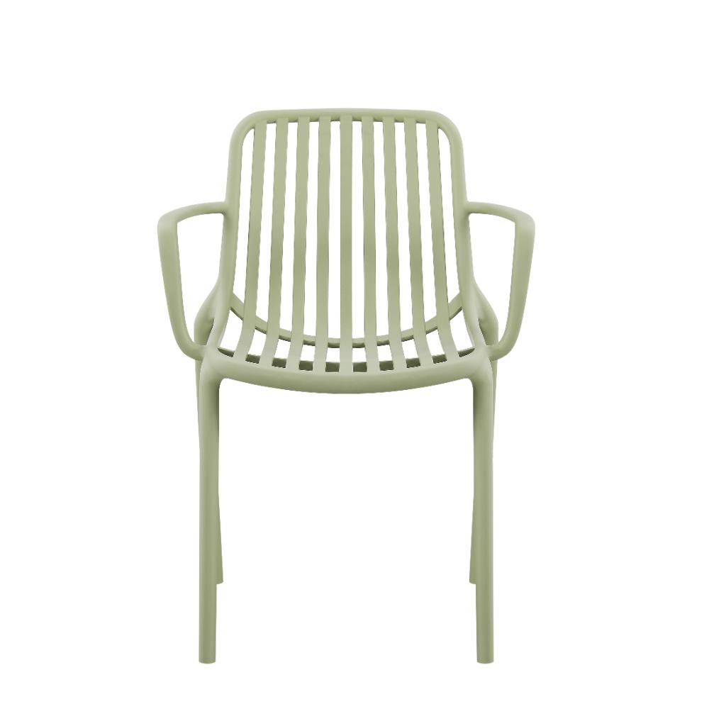 Silla Parma, Verde, Con espaldar en rayas y diseño minimalista X2