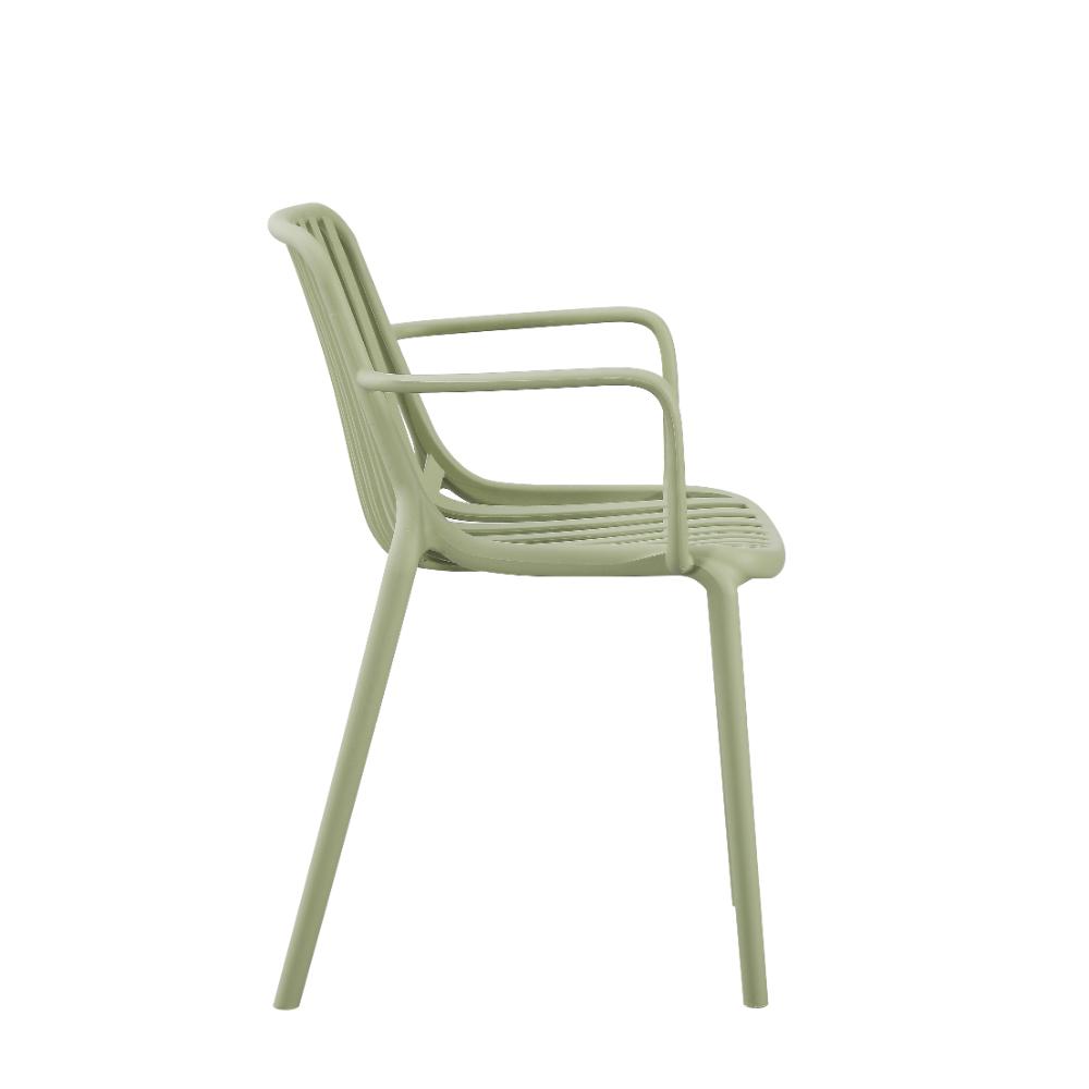 Silla Parma, Verde, Con espaldar en rayas y diseño minimalista X2