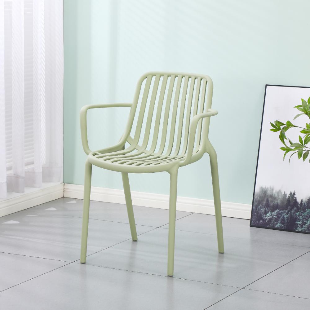 Silla Parma, Verde, Con espaldar en rayas y diseño minimalista X2