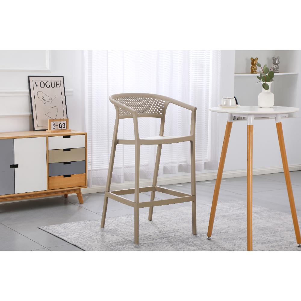 Silla para Bar Salvador, Taupe, Con espaldar en malla y diseño Moderno X2