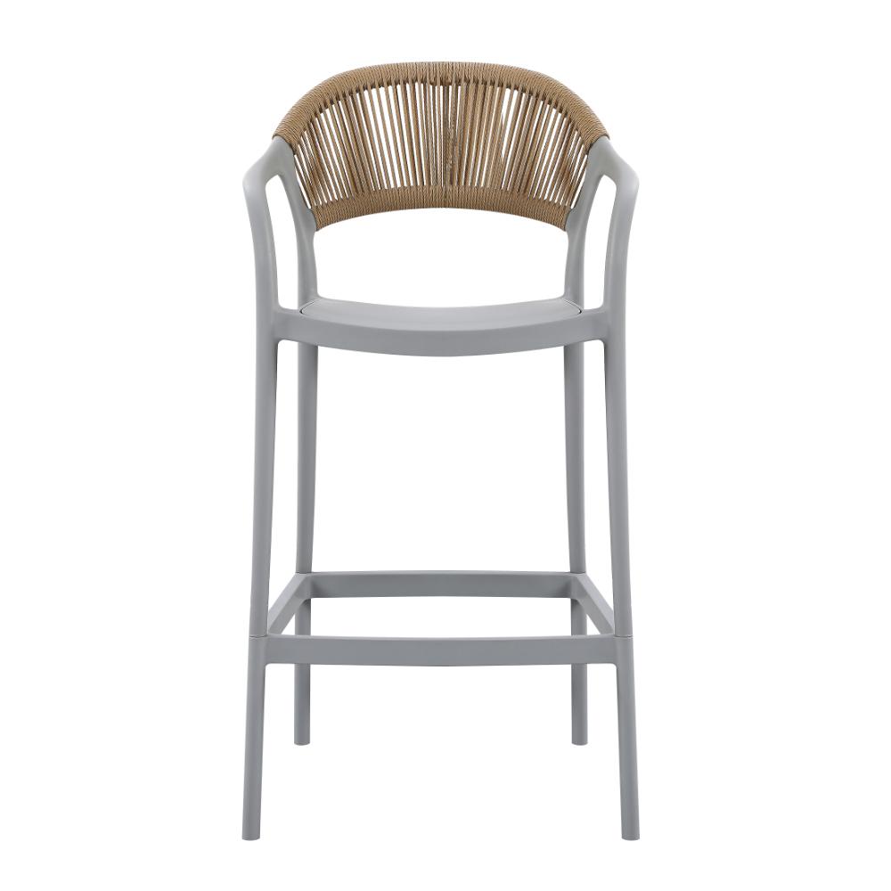 Silla para Bar Bali, Gris, Con espaldar en cuerdas y diseño Moderno X2