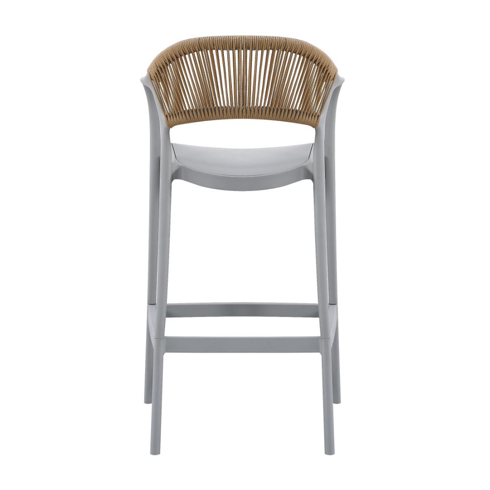 Silla para Bar Bali, Gris, Con espaldar en cuerdas y diseño Moderno X2