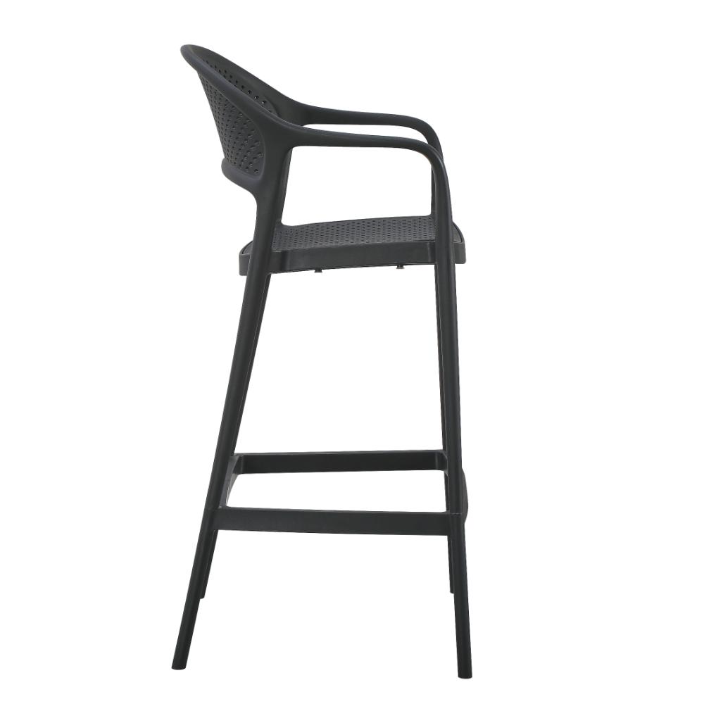 Silla para Bar Curitiva, Negro, Con espaldar traspirable y diseño Minimalista