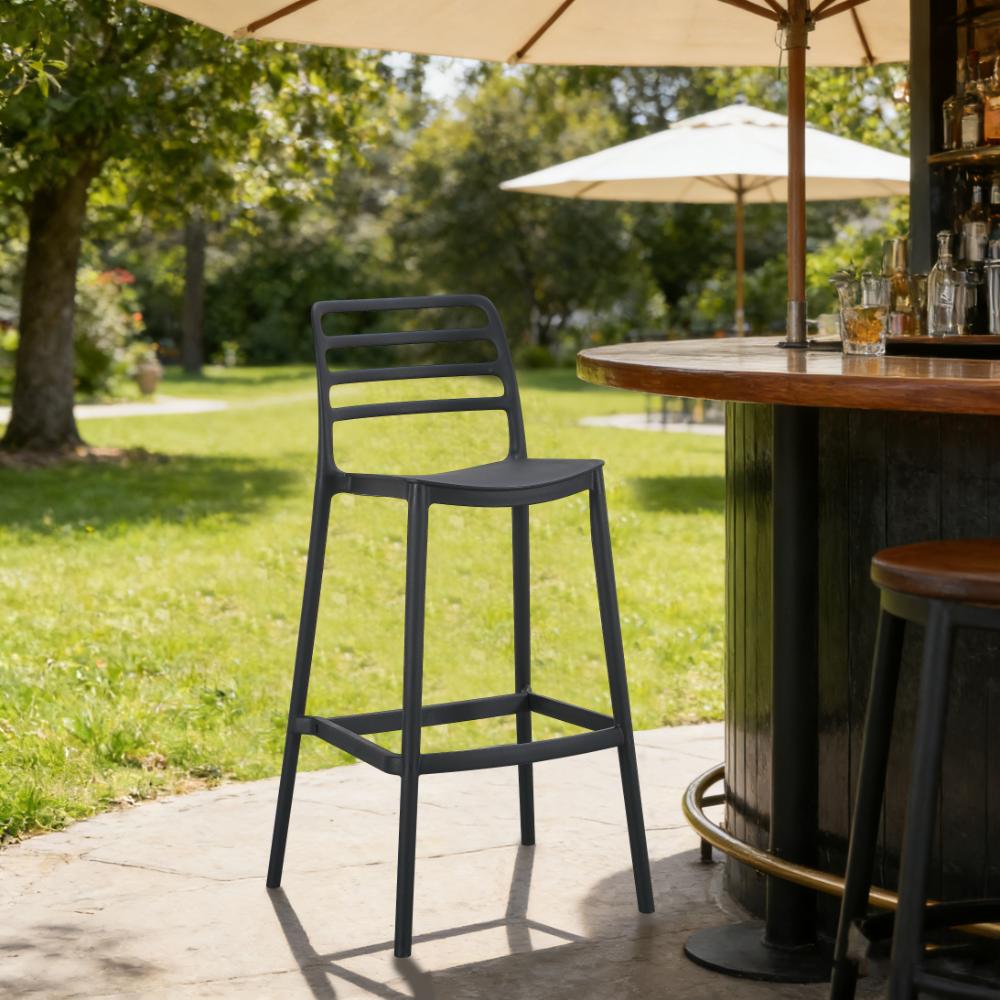Silla para Bar Palawan, Negro, Con espaldar abierto y diseño minimalista X2