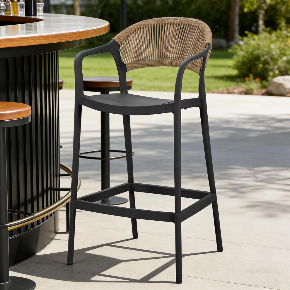 Silla para Bar Balí, Negro, Doble propósito con Reposa Pies