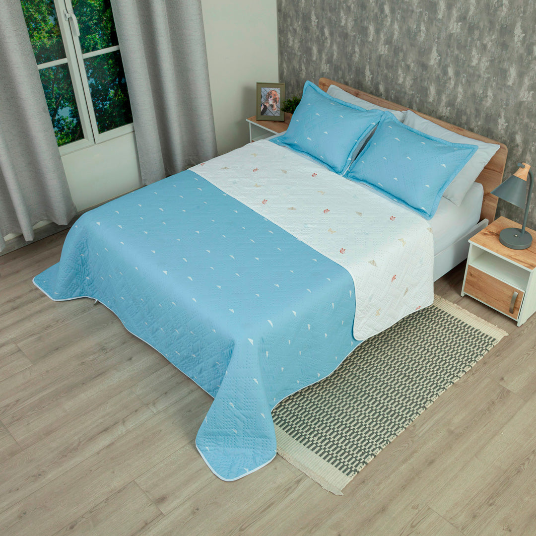 Cubrelecho Termosellado Doble Faz Cotton Sense Jardín Celestial