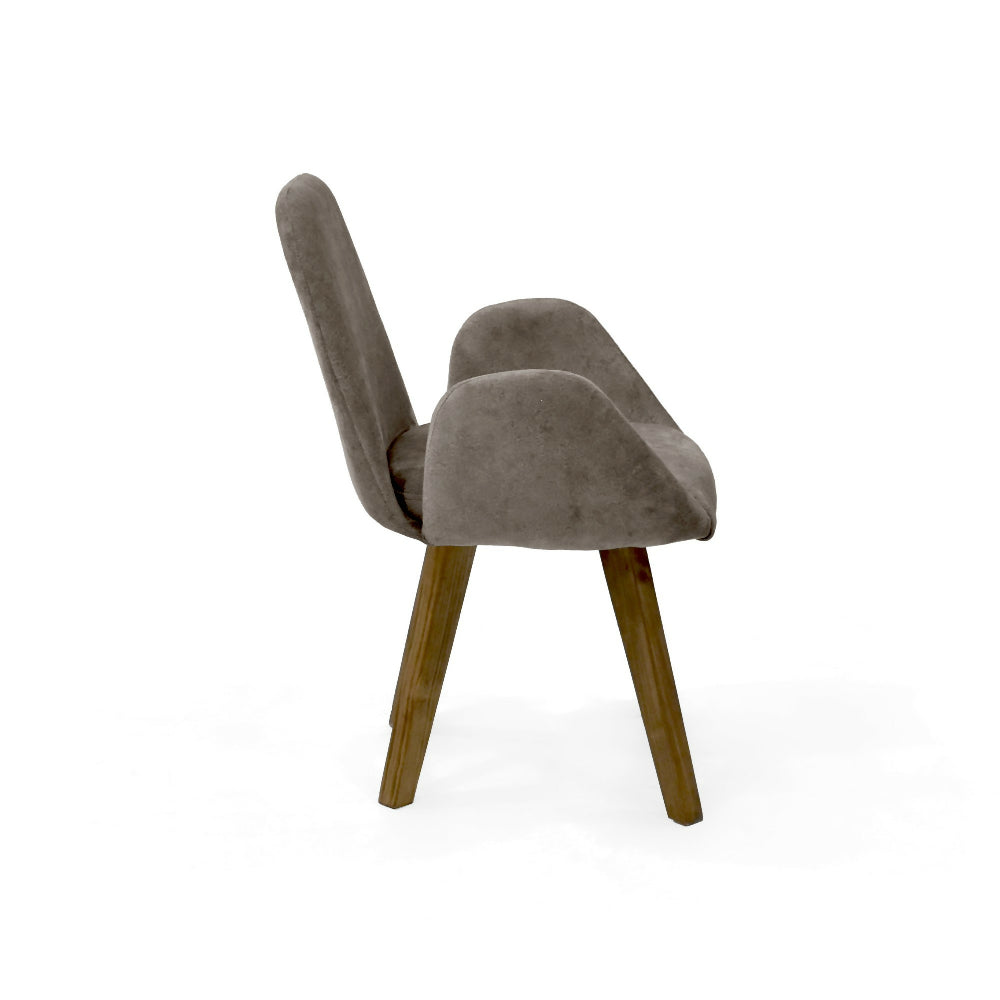 Silla de comedor Mao 63x60x86 Tela Taupe Matiz Caoba