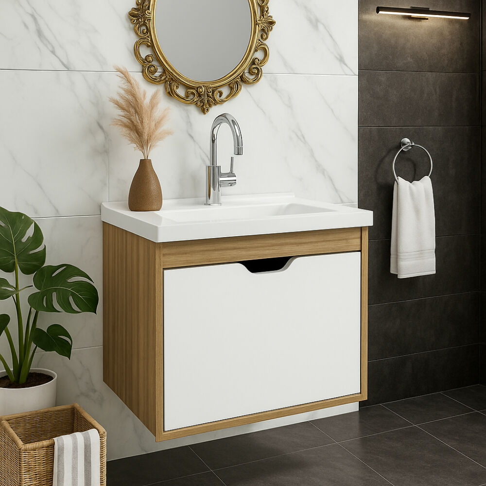 Mueble de baño con lavamanos Graz - Almendra/blanco