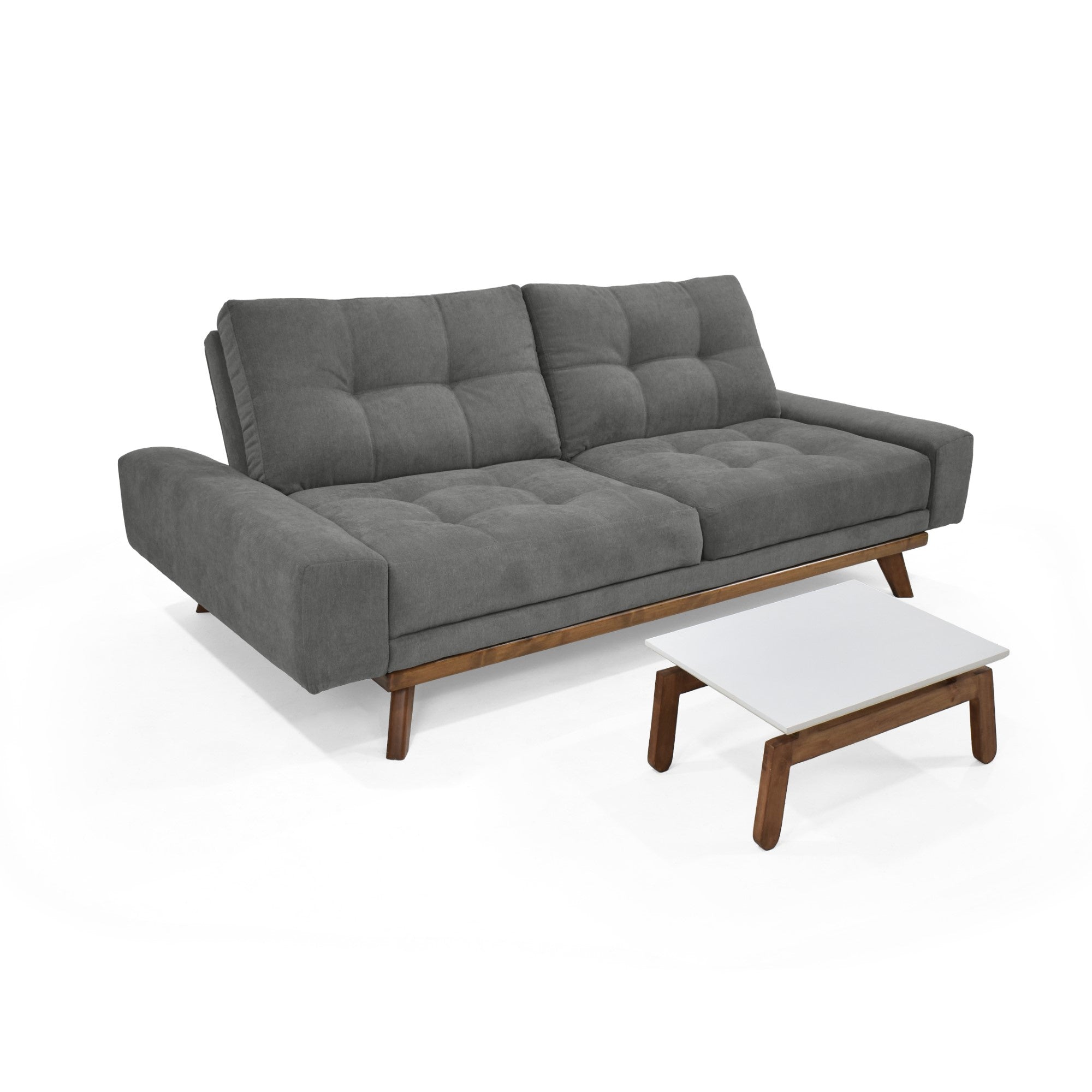 Set Sofa Suiza Tela Gris y Mesa de Centro Segovia